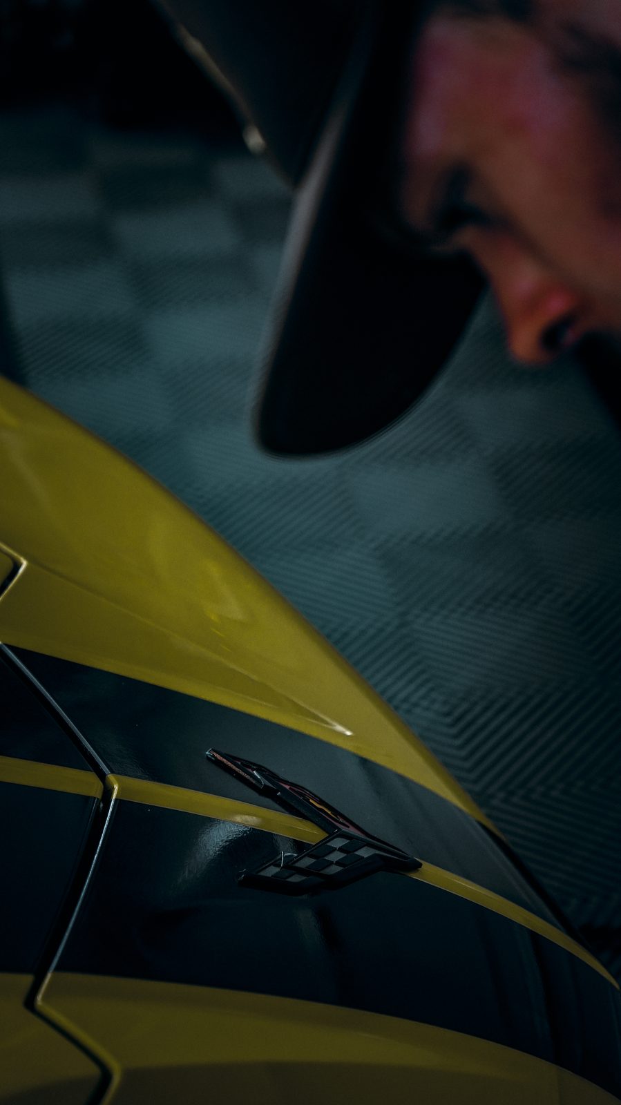 Close-up of the finished paint on a Corvette detailed by BEX Detailing Lab
